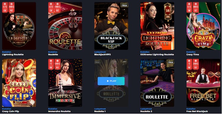 l'ecran des jeux sur YYY casino